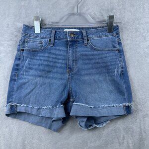 Marc New York Boyfriend Shorts Distressed Rolled Cuff Hem Women Size 4 Blue
